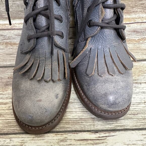 BED | STU - FINIS - SMOKE GRAY LUX - Women's Kiltie Boots Bootie Heels -Size 6.5 - Picture 6 of 13